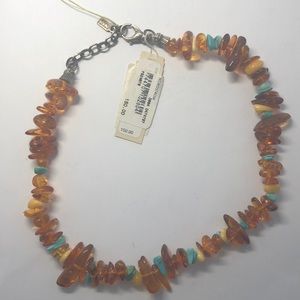 Peyote Bird Necklace Amber, Turquoise, Ster
